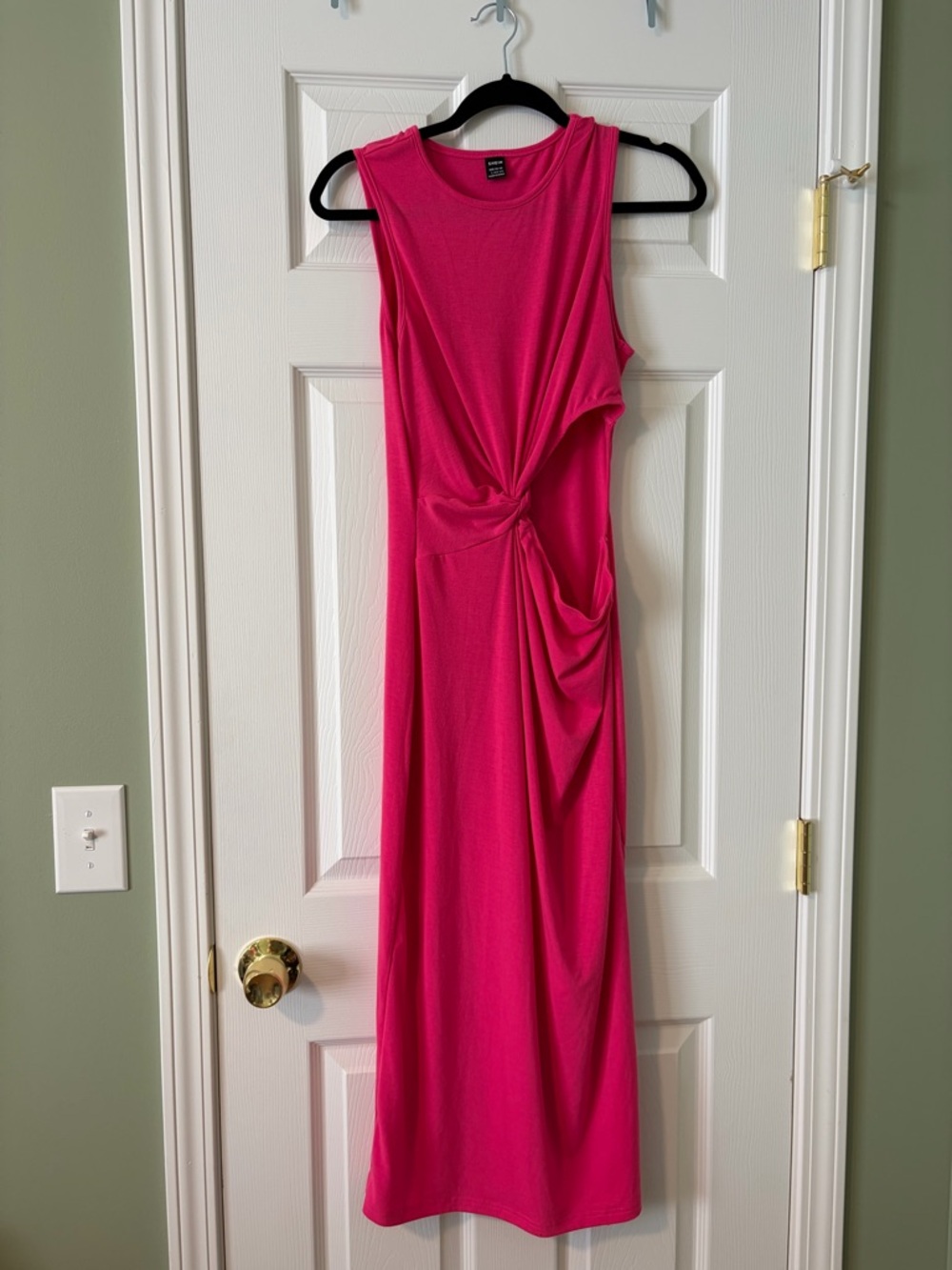 Hot Pink Sleeveless Maxi Dress with Twist Detail